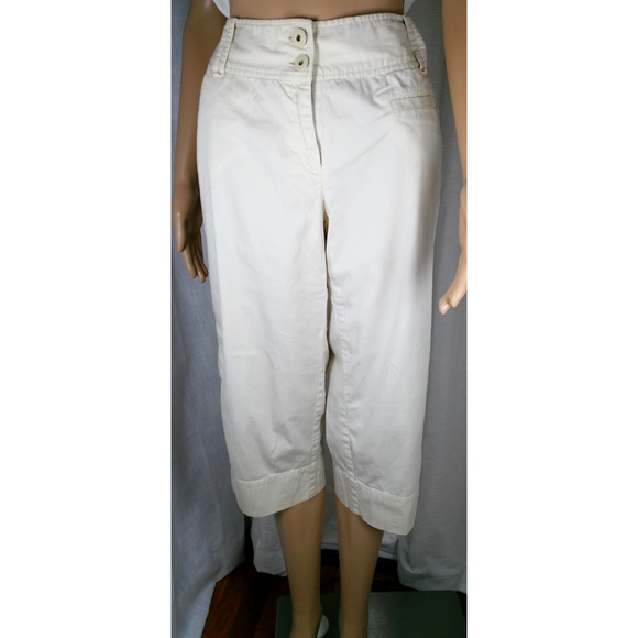 Axcess Pants - Axcess Cropped Utility Pants Ivory Poplin Grommet Pockets MInimalist